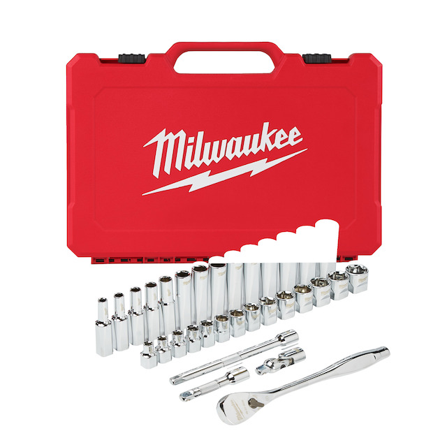 Milwaukee Sada ráčny 3/8˝ a metrických nástrčných klíčů (32 ks)