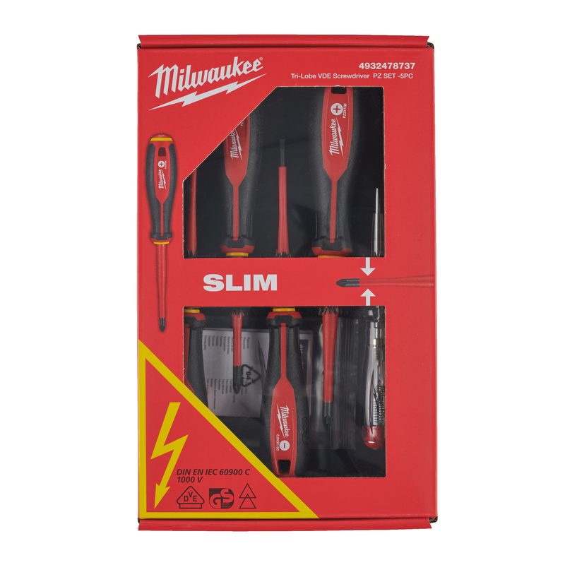 Milwaukee VDE sada šroubováky Tri-Lobe 5ks (SL3, SL4, PZ1, PZ2, tester)