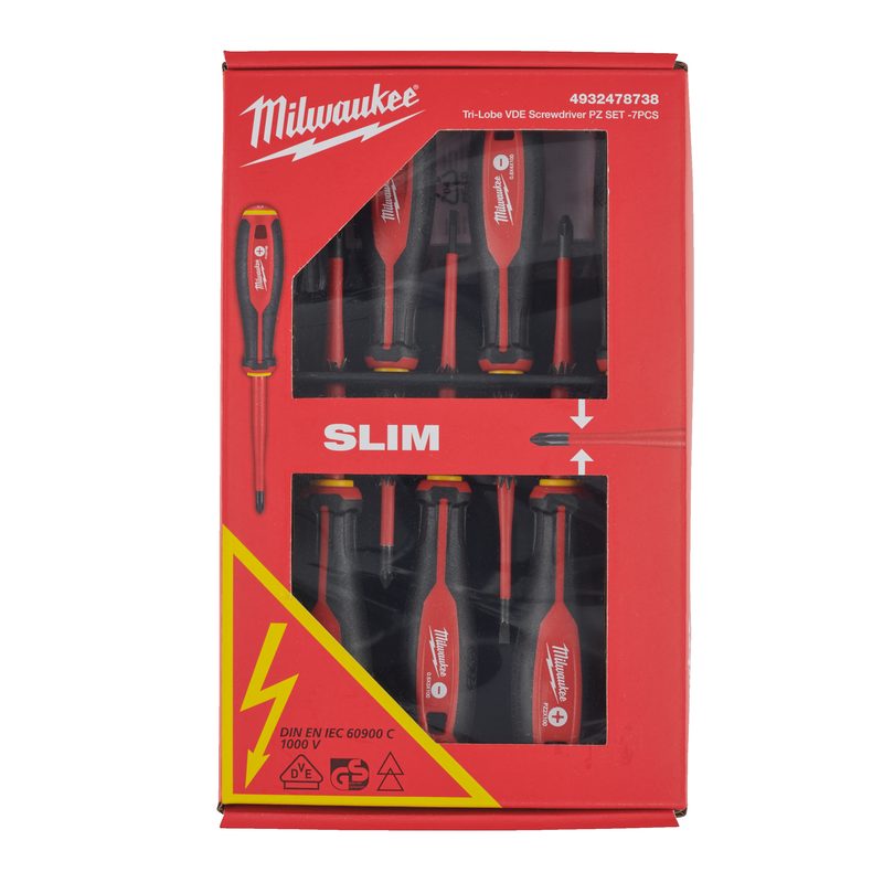 Milwaukee VDE sada šroubováky Tri-Lobe 7ks (SL2,5, SL3, SL4, PH2, PZ1, PZ2, tester)