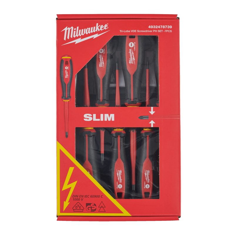 Milwaukee VDE sada šroubováky Tri-Lobe 7ks (SL2,5, SL3, SL4, SL5,5, PH1, PH2, tester)