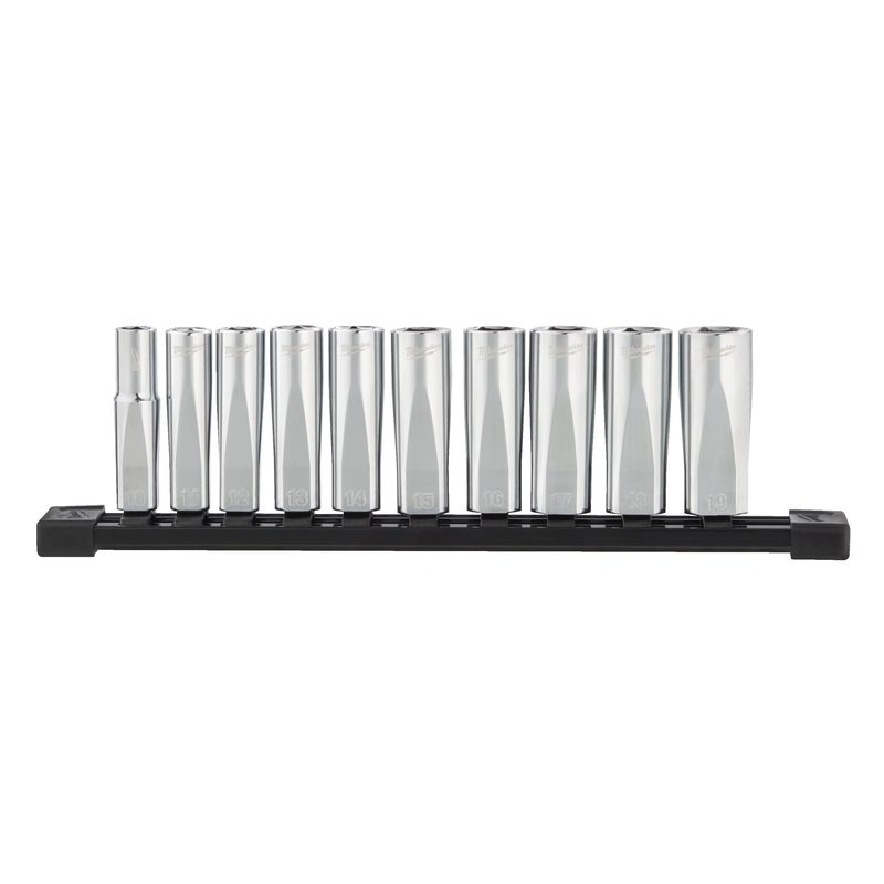 Milwaukee 3/8" sada chromovaných prodloužených nástrčných metrických klíčů 10ks