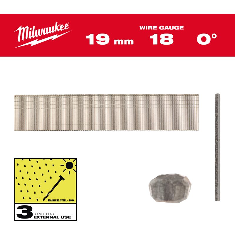 Milwaukee Brad Hřebíky Inox 18G 19mm SC3-10kpc
