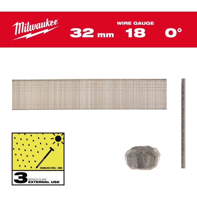 Milwaukee Brad Hřebíky Inox 18G 32mm SC3-5kpc
