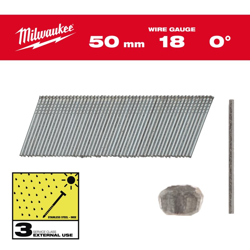 Milwaukee Brad Hřebíky Inox 18G 50mm SC3-5kpc
