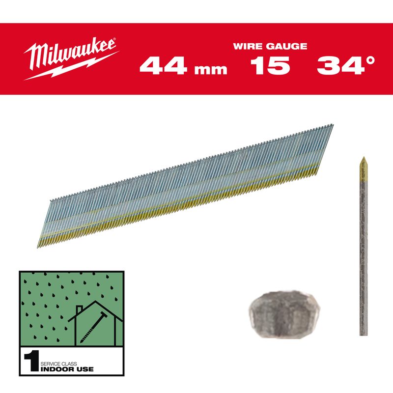Milwaukee Hřebíky 15G 34 44mm G SC1-2.5kpc