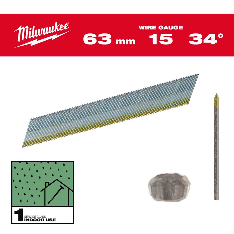 Milwaukee Hřebíky 15G 34 63mm G SC1-2.2kpc