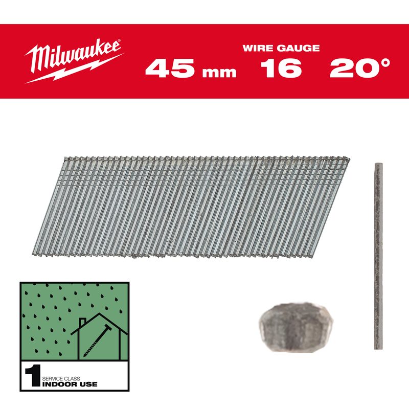 Milwaukee Hřebíky 16G 20 45mm G SC1-2kpc