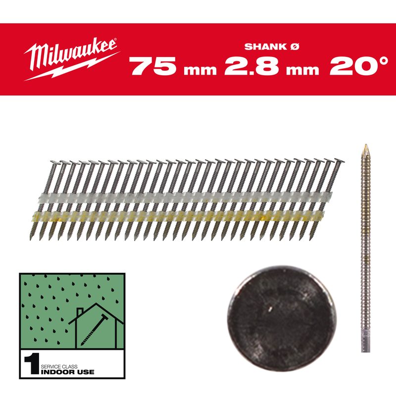 Milwaukee Hřebíky 20 Round Hd 75mm RS B SC1-2kpc