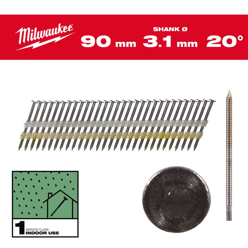 Milwaukee Hřebíky 20 Round Hd 90mm RS B SC1-1.750pc
