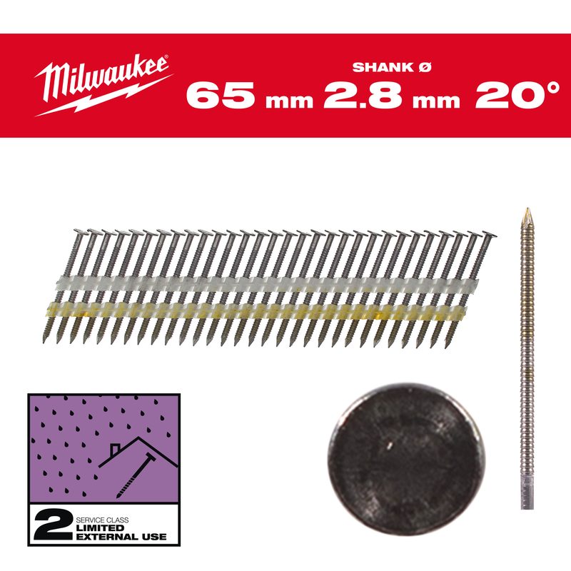 Milwaukee Hřebíky 20 Round Hd 65mm RS G SC2-2kpc