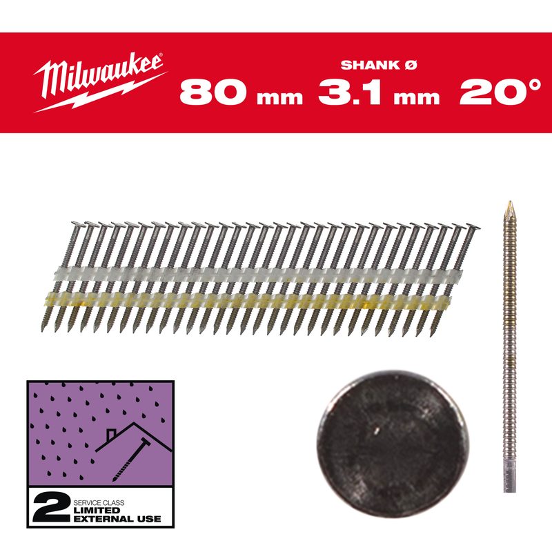 Milwaukee Hřebíky 20 Round Hd 80mm RS G SC2-1750pc