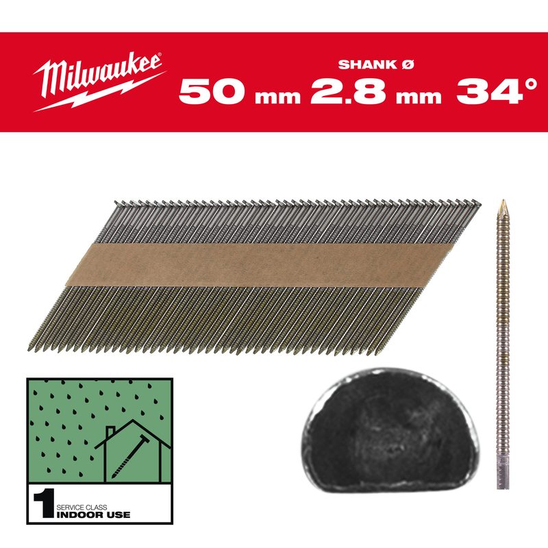 Milwaukee Hřebíky 34 D-Head 50mm RS B SC1-2.2kpc