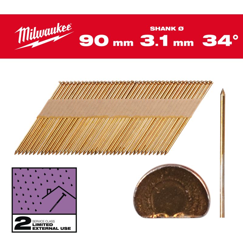 Milwaukee Hřebíky 34 D-Head 90mm SS G SC2-2.2kpc