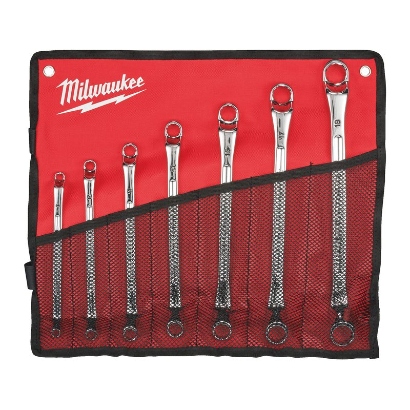 Milwaukee 7ks. sada vyhnutých oboustr. očkových klíčů 75°