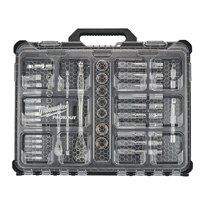 Milwaukee PACKOUT 63ks sada ráčny a nástrčných klíčů 1/4" a 1/2"