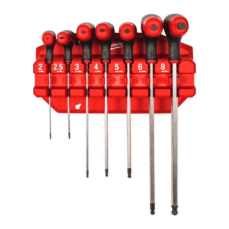Milwaukee 7 PC Hex Key Wrenches with Comfort Grip Set with Rack