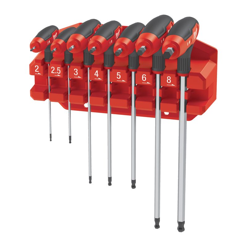 Milwaukee 7 PC Hex Key Wrenches with Comfort Grip Set with Rack