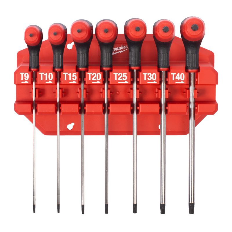 Milwaukee 7 PC Torx Key Wrenches with Comfort Grip Set with Rack