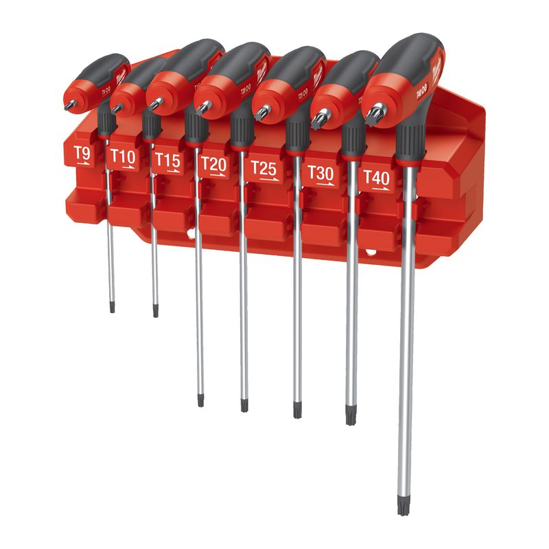 Milwaukee 7 PC Torx Key Wrenches with Comfort Grip Set with Rack