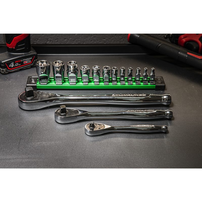 Milwaukee 12ks 1/4”, 3/8”, 1/2” SADA METRICKÝCH NÁSTRČNÝCH KLÍČŮ E-TX