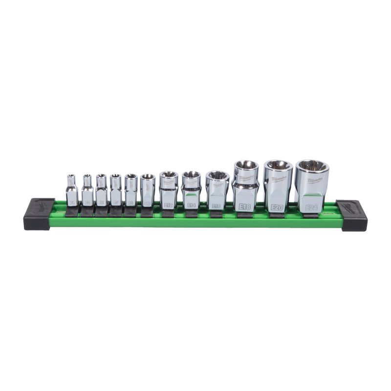 Milwaukee 12ks 1/4”, 3/8”, 1/2” SADA METRICKÝCH NÁSTRČNÝCH KLÍČŮ E-TX