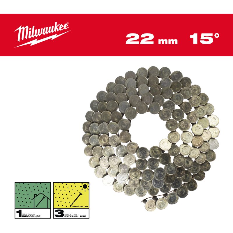 Milwaukee Hřebíky 15° ve svitku 3,05x22 mm /RS/G - ks 2880 (vhodné pro M18 FRCN45)