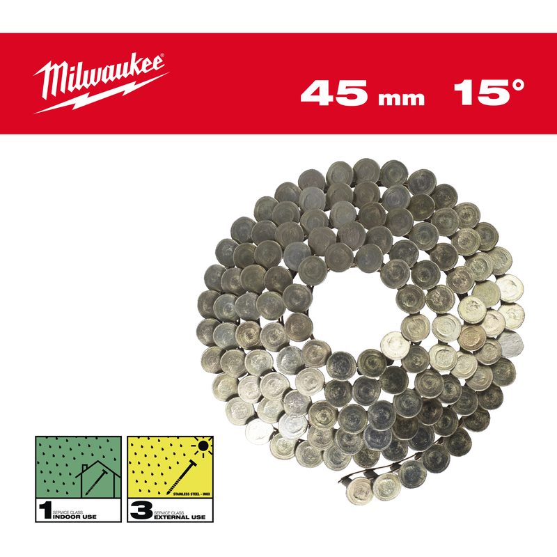 Milwaukee Hřebíky 15° ve svitku 3,05x45 mm /RS/G - ks 1440 (vhodné pro M18 FRCN45)