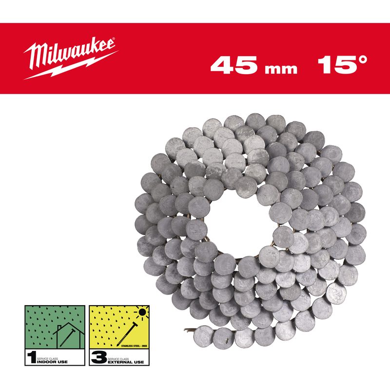 Milwaukee Hřebíky 15° ve svitku 3,05x45 mm /RS/HDG - ks 1440 (vhodné pro M18 FRCN45)