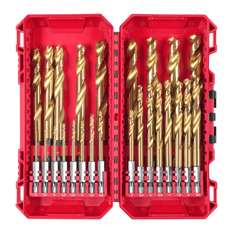 Milwaukee 25 ks sada vrtáků Red Hex do kovu HSS-G TiN