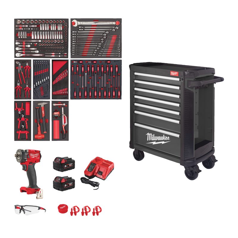 Milwaukee TOOLGUARD Dílenský vozík na nářadí 30"/78 cm šedý s M18 FIW2F12 (246 ks)