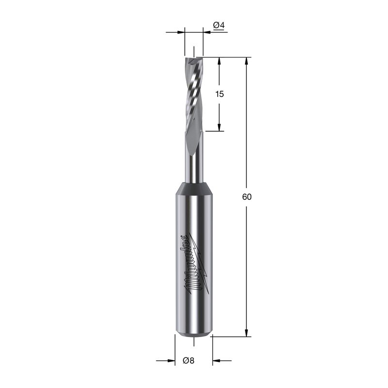 Milwaukee S8 Spirálová fréza Upcut ⌀4 × 60 mm, stopka 8 mm