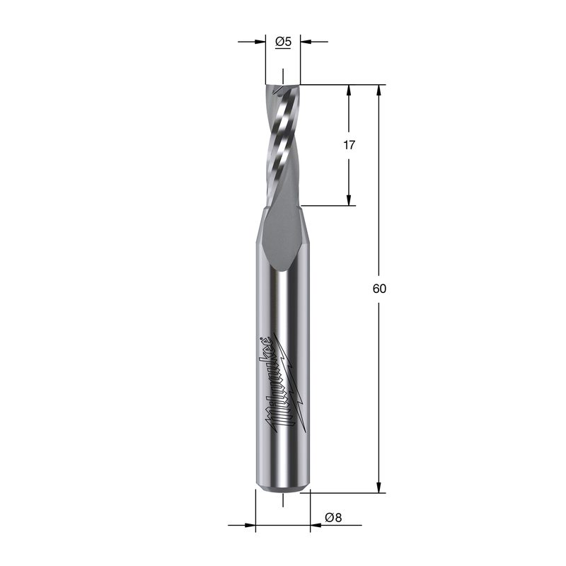 Milwaukee S8 Spirálová fréza Upcut 5/60 mm stopka 8 mm – ⌀5 mm (1 ks)