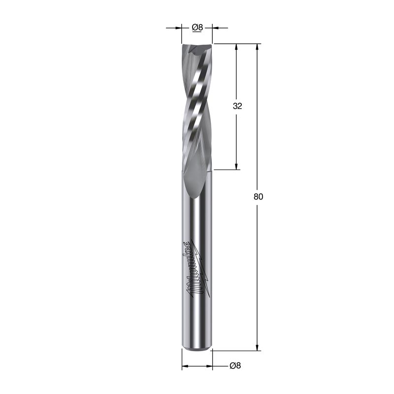 Milwaukee S8 Upcut spirálová fréza 8 × 80 mm – ⌀8 mm