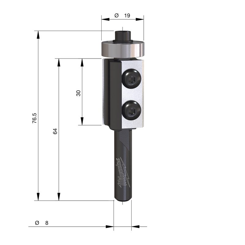 Milwaukee S8 Zarovnávací fréza s HW břity 19 × 77 mm – ⌀8 mm (1 ks)