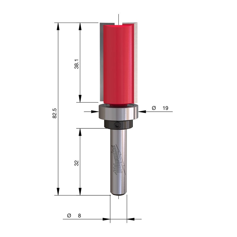 Milwaukee S8 Šablonovací fréza 19 × 66,5 mm – ⌀19 mm