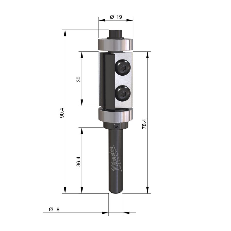 Milwaukee S8 Šablonovací fréza HW 19 × 90 mm – ⌀19 mm