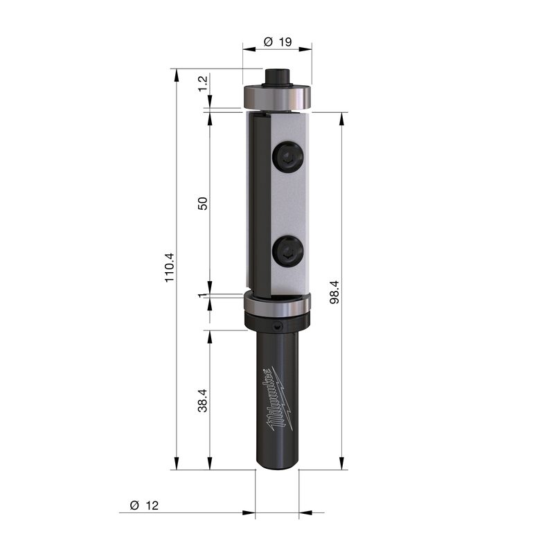 Milwaukee Šablonová fréza S12 tvrdokov 19 × 110 mm – ⌀19 mm