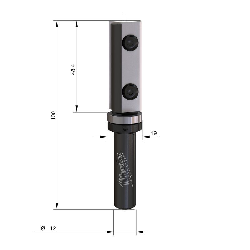 Milwaukee Šablonová profilová fréza HW pro laminát 19 × 100 mm – stopka 12 mm