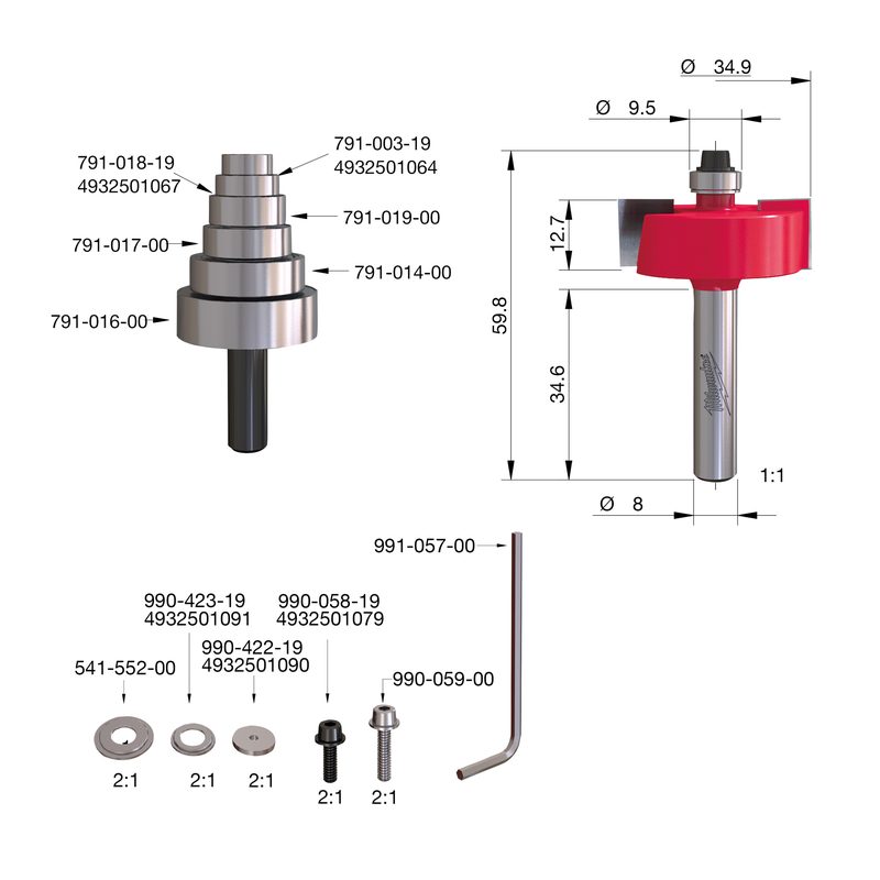 Milwaukee S8 Falcovací fréza 34,9/0–12,7 mm – ⌀34,9 mm