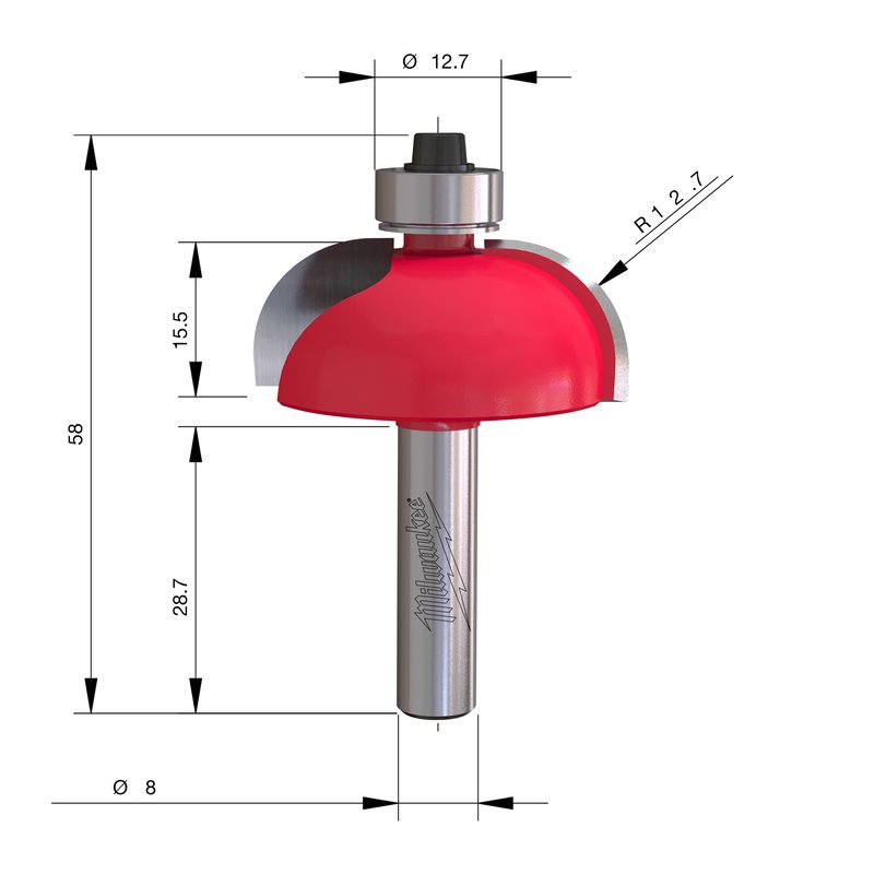 Milwaukee S8 Žlábkovací fréza 38,1/57,7 mm – ⌀38,1 mm (1 ks)
