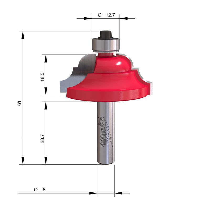 Milwaukee Fréza Roman Ogee S8 stopka 8 mm – ⌀42,8 mm