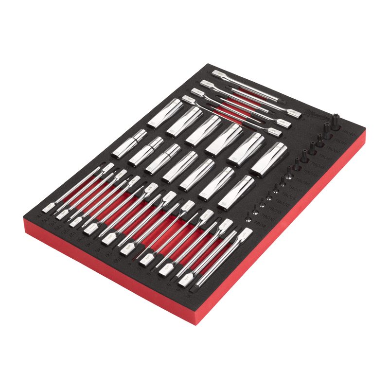 Milwaukee Sada nástrčných hlavic a bitů 1/4", 3/8", 1/2" v pěnové vložce (51 ks)