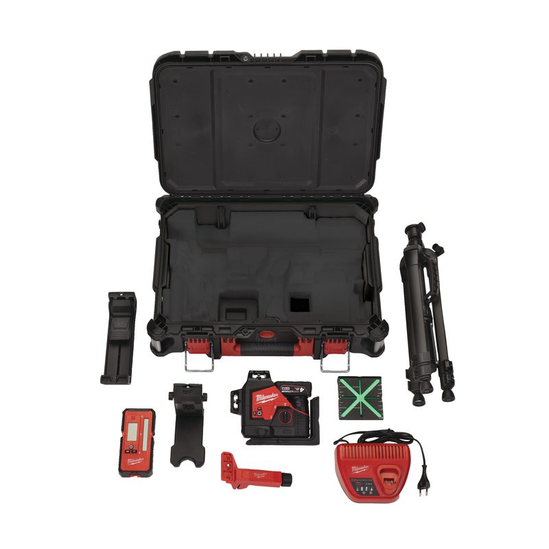 Milwaukee M12 3PLKIT-401P LASER 360° se zeleným paprskem a 3 rovinami