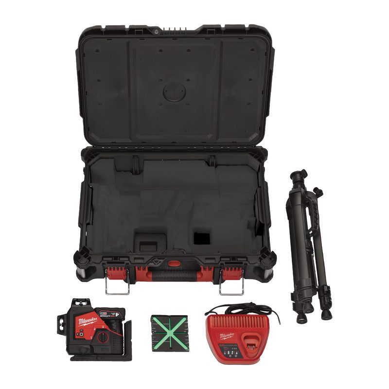 Milwaukee M12 3PLSKIT-401P laser 360° se zeleným paprskem se 3 rovinami, příslušenství