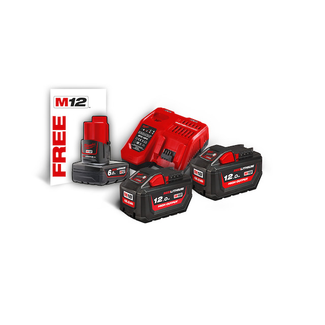 Milwaukee M18 HNRG-12  HIGH OUTPUT sada akumulátorů a nabíječky