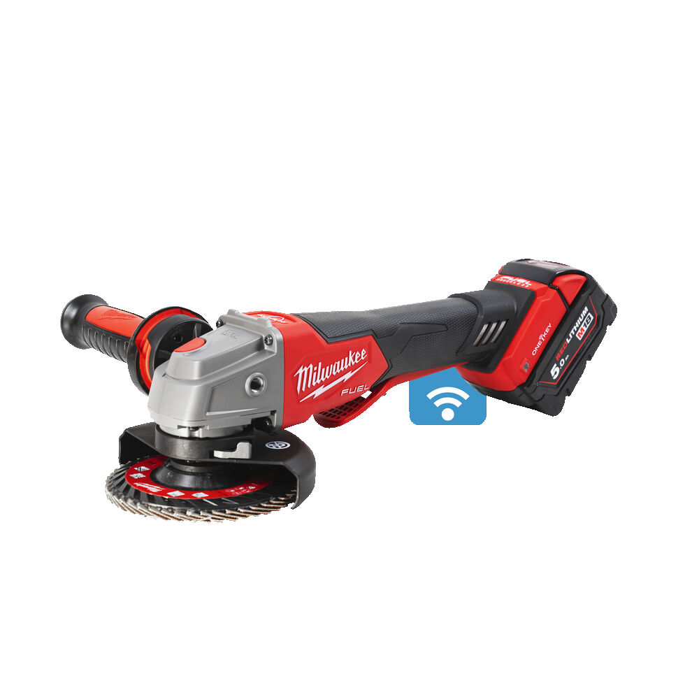 Milwaukee M18 ONEFSAG125XPDB-502X 125 MM Úhlová bruska s kolébkovým spínačem, Rapid STOP