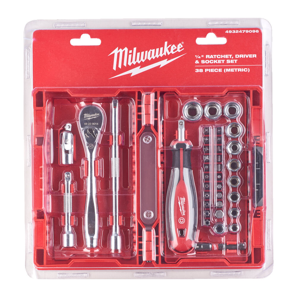 Milwaukee 1/4“ Sada ráčny, šroubováku a hlavic 38 ks