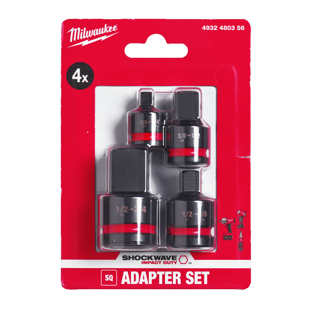 Milwaukee Průmyslové hlavice Shockwave 1/2" HEX adaptér set-4ks
