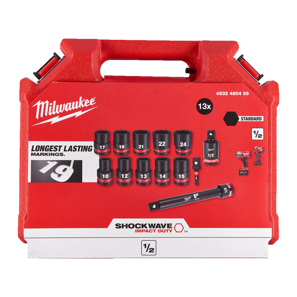 Milwaukee Průmyslové hlavice Shockwave 1/2" HEX sada 13ks krátké
