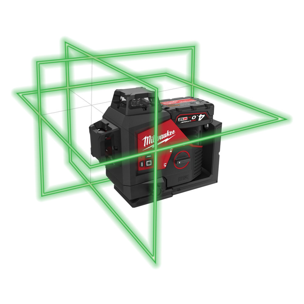 Milwaukee M12 3PL-0C LASER 360° se zeleným paprskem a 3 rovinami, bez aku